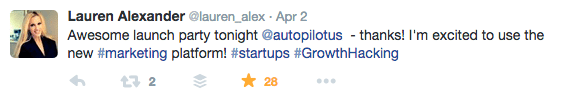 "Awesome launch party tonight"