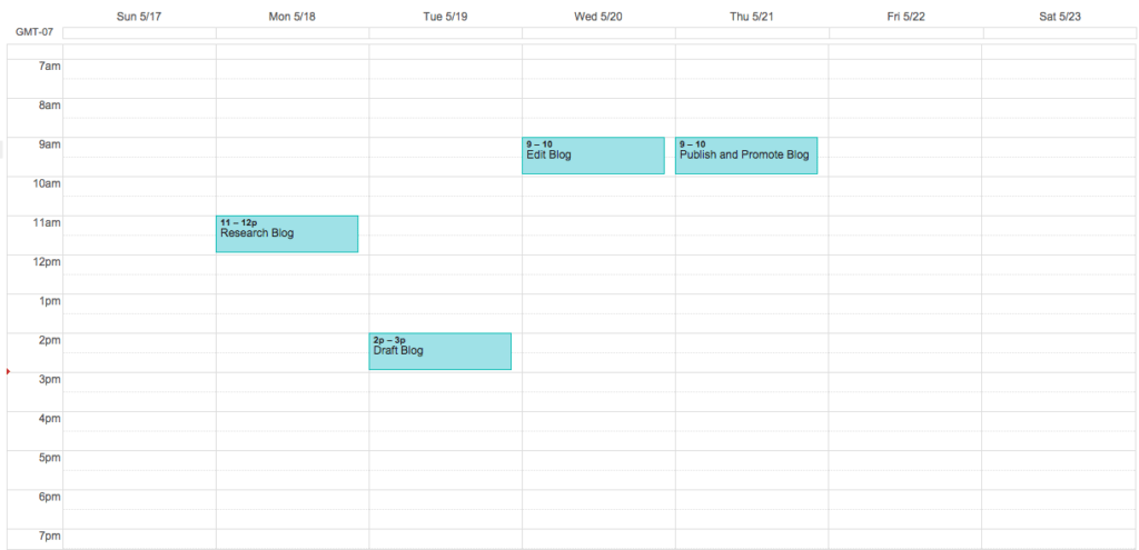 Weekly Blogging Schedule