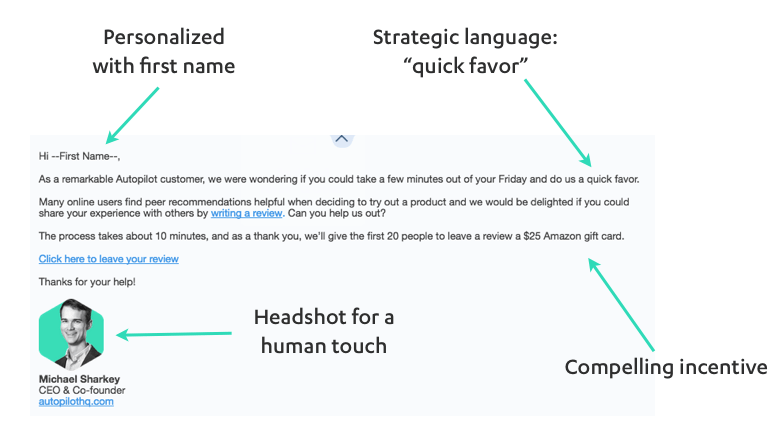 Personalized Email to Ask for Reviews