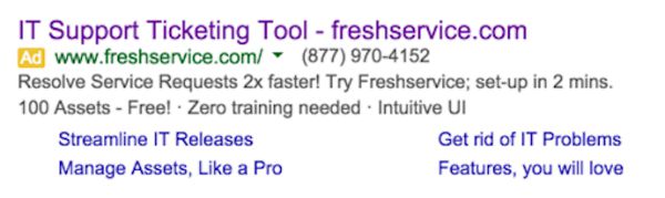 Freshservice AdWords' Ad