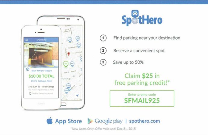 SpotHero direct mail example