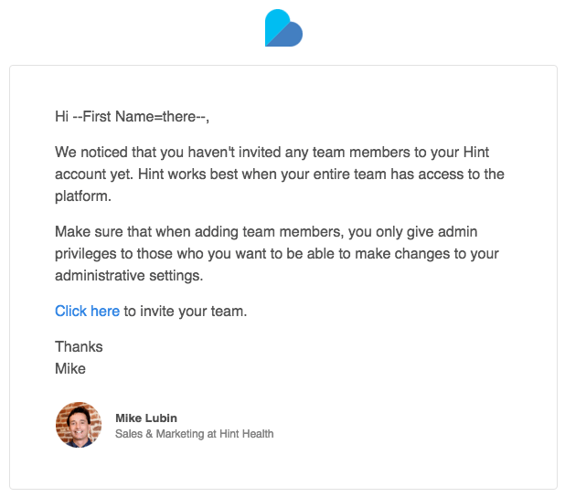 Hint Health user onboarding email