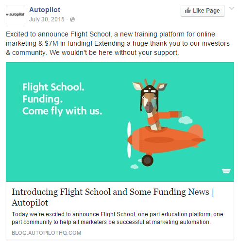 Autopilot Facebook ad example