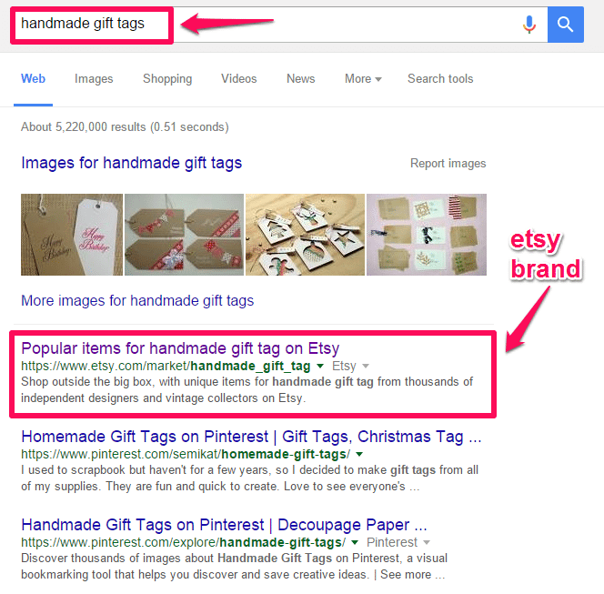 Etsy's search results