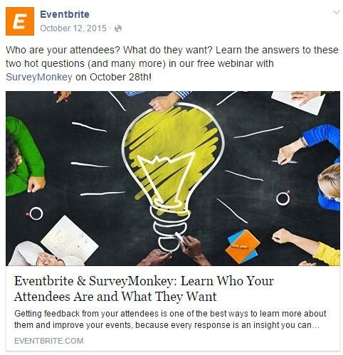 Eventbrite Facebook ad example