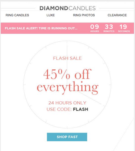 Diamond Candles promotional email