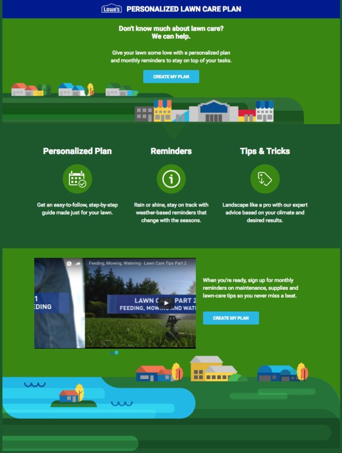 Lowe's personalized lawn care plan microsite