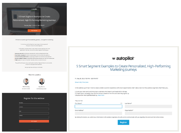 Landing page comparison