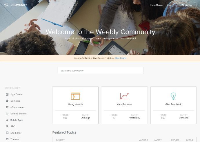 Weebly Community screenshot