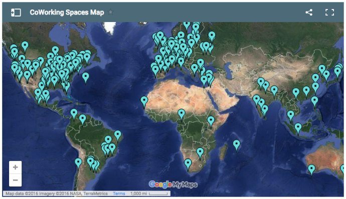 Coworking spaces map