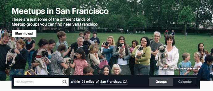 San Francisco meetups screenshot