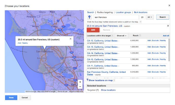 Radius targeting example