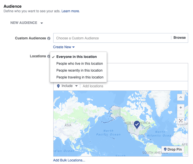 Facebook location based targeting