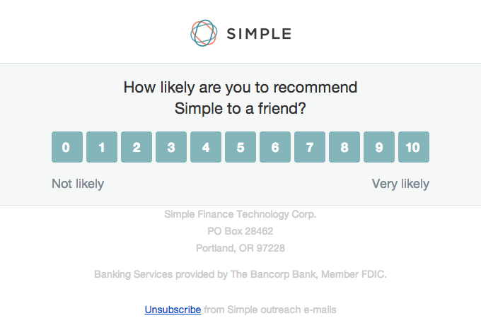 Net Promoter Score Email Design from Simple