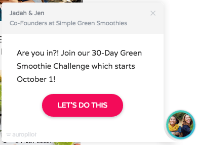 Simple Green Smoothies Proactive Heads Up Call to Action