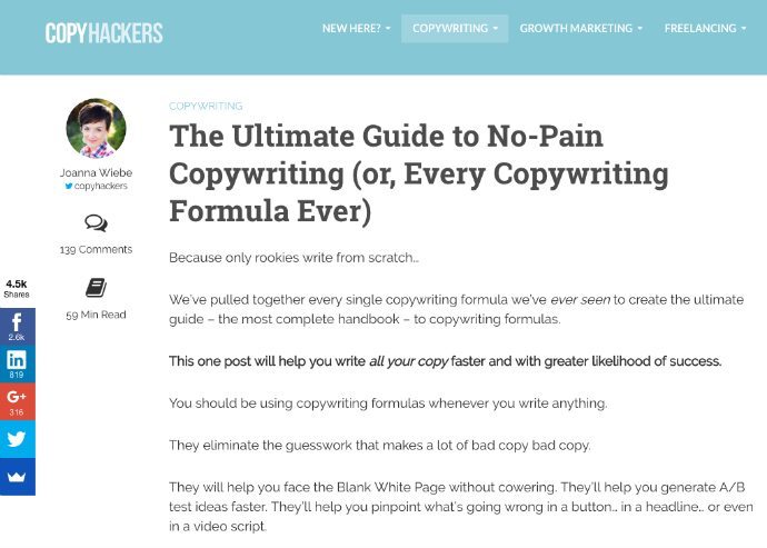 Copyhackers website screenshot