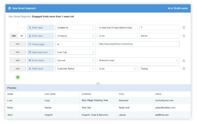 Smart segments screenshot
