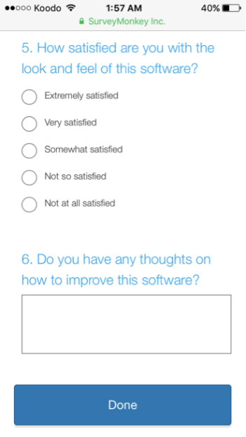 Mobile friendly survey example