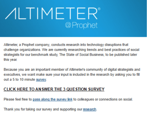 Take this survey email example