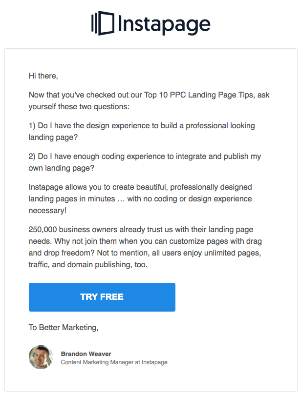 Bottom of funnel email again