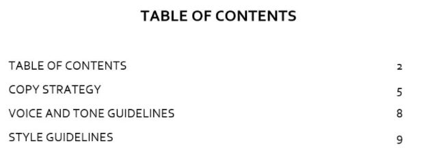 Copy deck table of contents