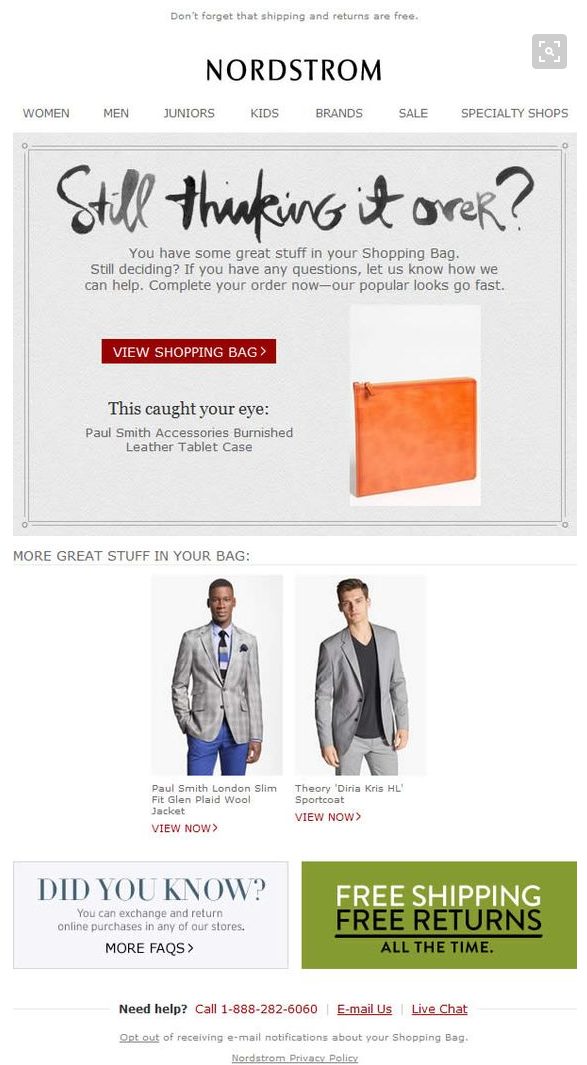 Nordstrom abandonment email