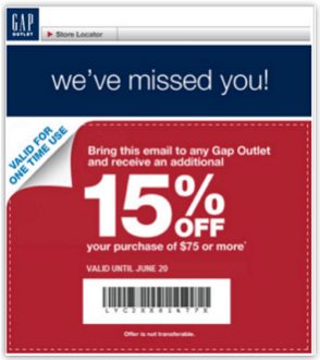 Gap promotional email