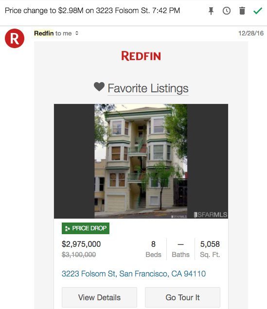 Redfin price change email