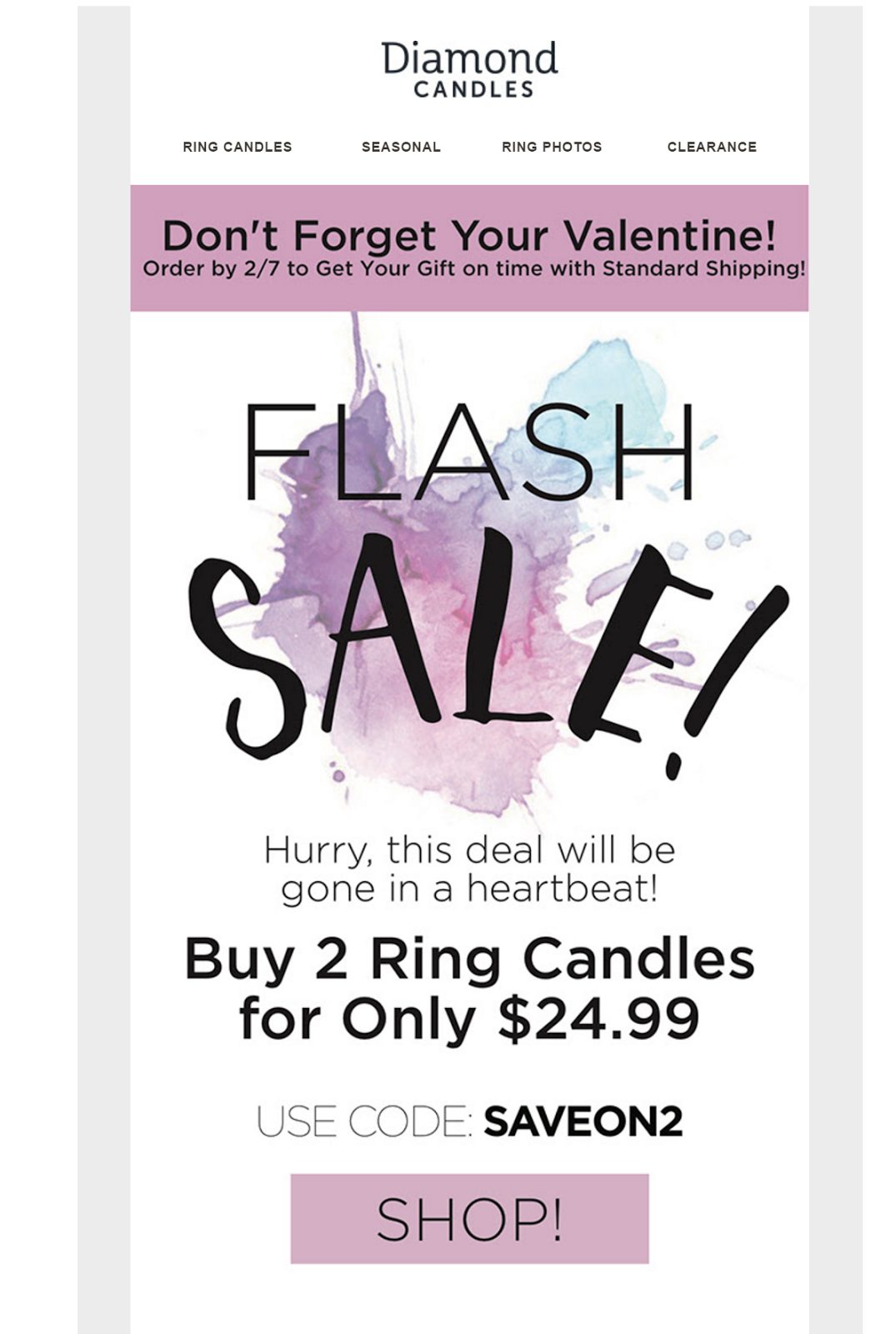 valentines day emails for spas