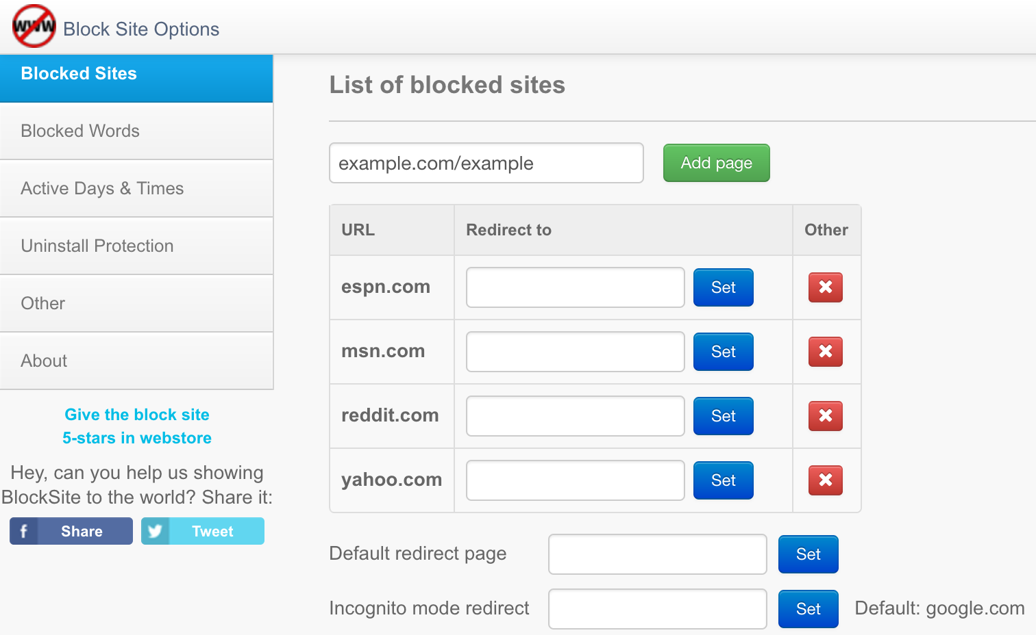 block sites