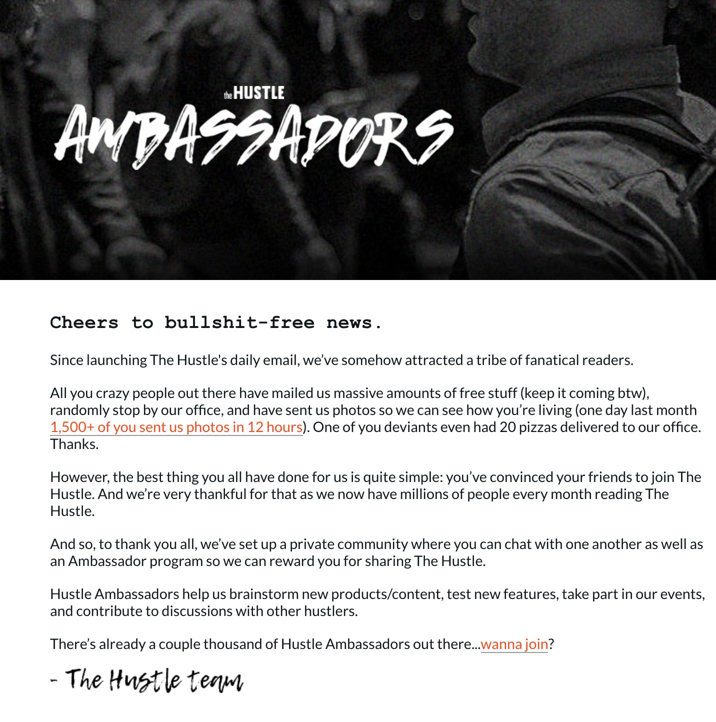 How The Hustles Brand Ambassador Program Attracted 300K Email